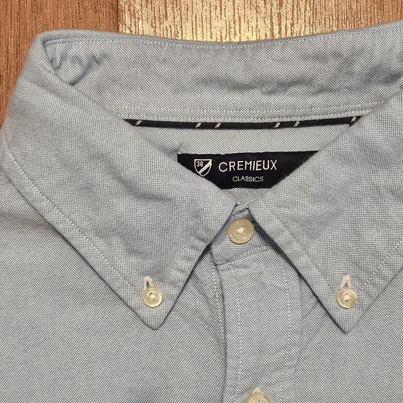 DANIEL CREMIEUX mens Short Sleeve Button Dress Shirt Size LARGE COLOR BLUE LL11 - Picture 2 of 16